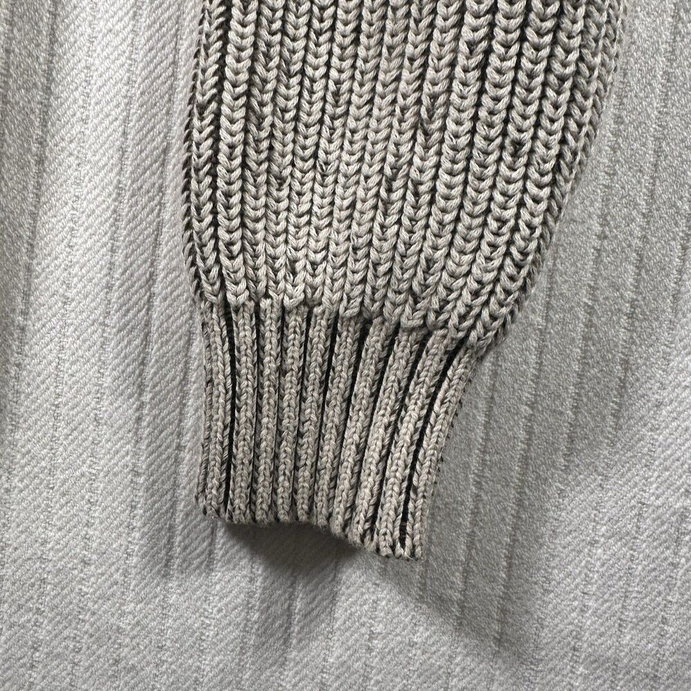 Bass Men’s Large Quarter Zip Pullover Sweater Beige Rib Knit - Picture 9 of 16